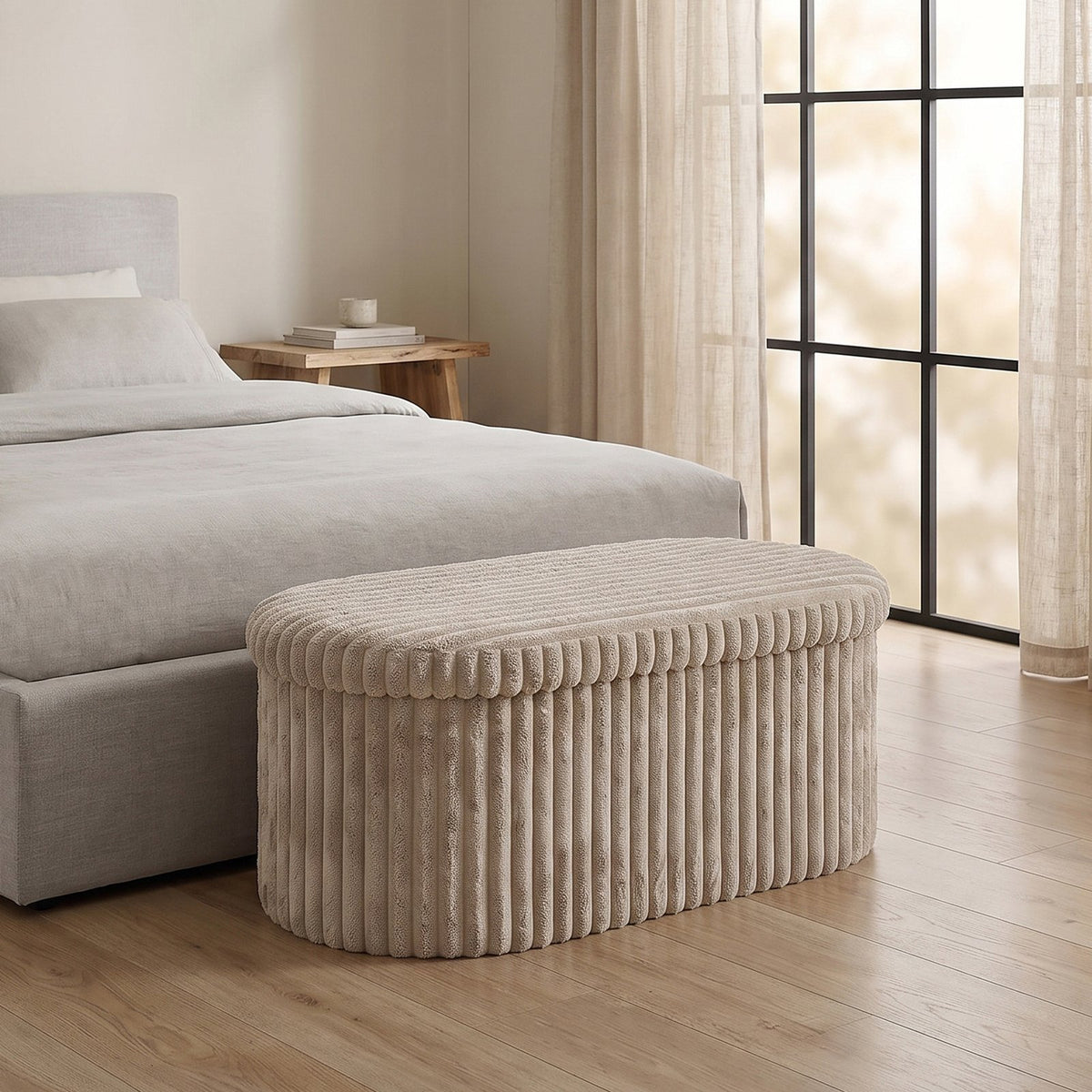 Luxury Ribbed Oval Storage Box – Mink