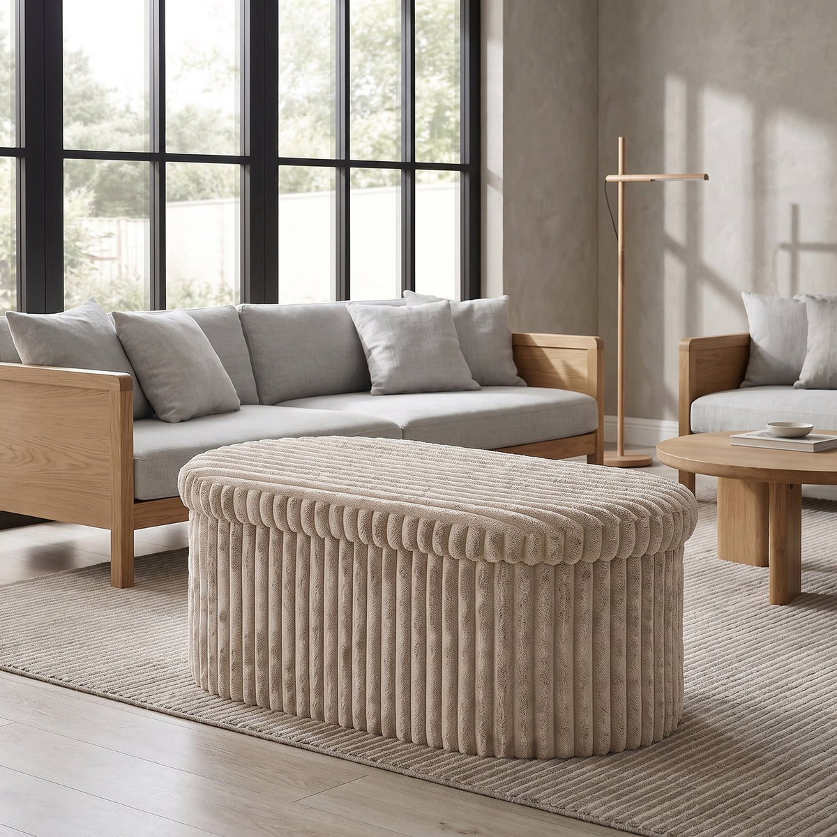 Luxury Ribbed Oval Storage Box – Mink