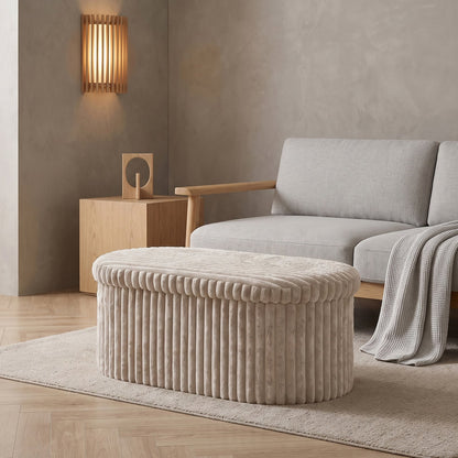 Luxury Ribbed Oval Storage Box – Mink