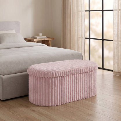 Luxury Ribbed Oval Storage Box – Pink