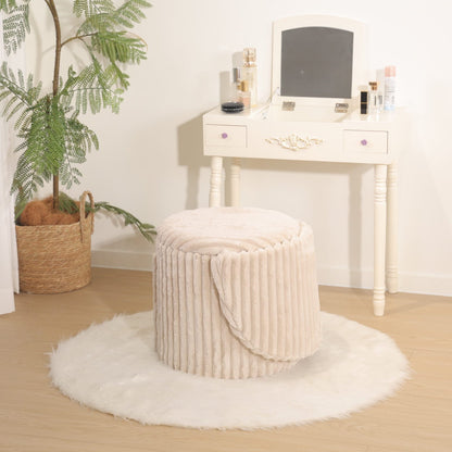 Modern Ribbed Velvet Harp Storage Stool – Mink