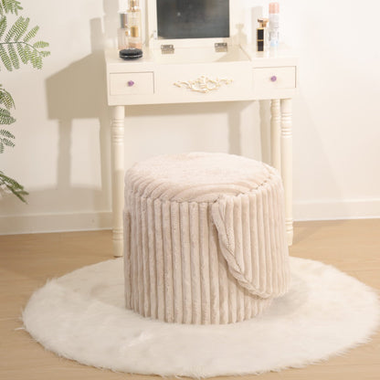 Modern Ribbed Velvet Harp Storage Stool – Mink