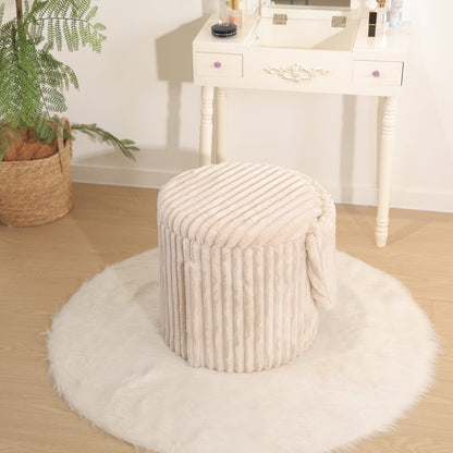 Modern Ribbed Velvet Harp Storage Stool – Mink