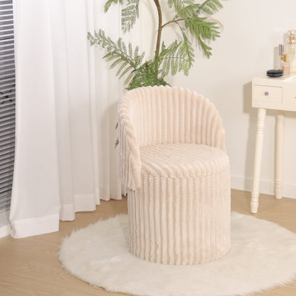 Modern Ribbed Velvet Harp Storage Stool – Mink
