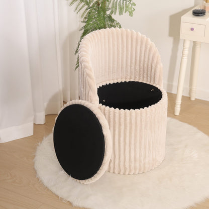 Modern Ribbed Velvet Harp Storage Stool – Mink