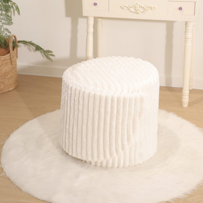 Modern Ribbed Velvet Harp Storage Stool – Cream