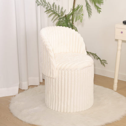 Modern Ribbed Velvet Harp Storage Stool – Cream