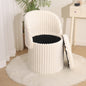 Modern Ribbed Velvet Harp Storage Stool – Cream