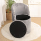 Modern Ribbed Velvet Harp Storage Stool – Grey