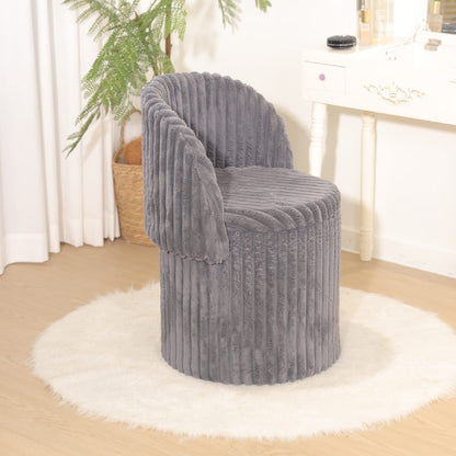 Modern Ribbed Velvet Harp Storage Stool – Charcoal