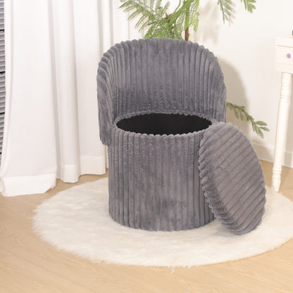 Modern Ribbed Velvet Harp Storage Stool – Charcoal