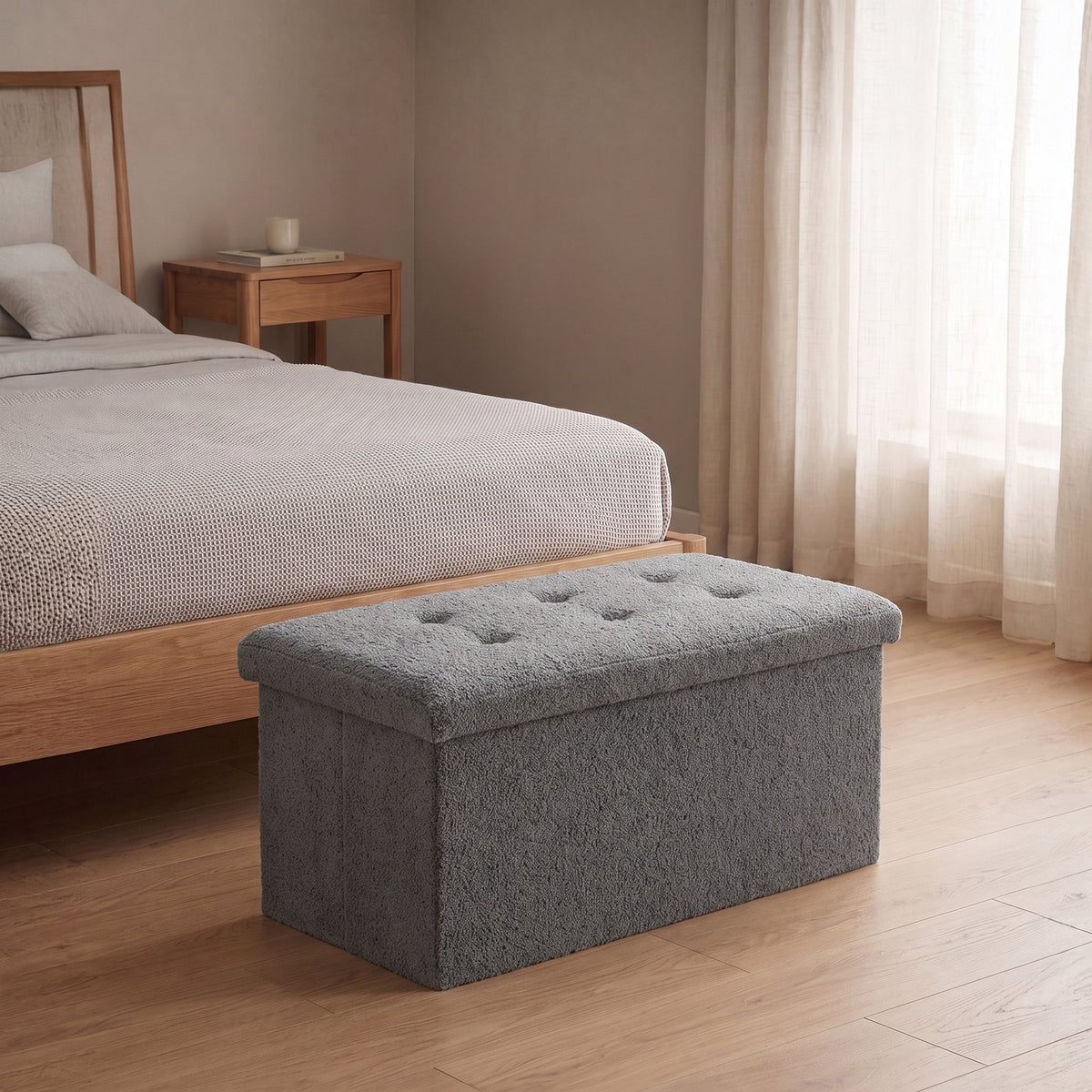 Premium Boucle Fabric Storage Box – Charcoal