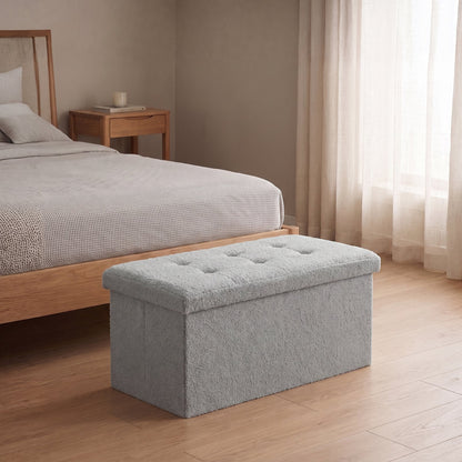Premium Boucle Fabric Storage Box – Grey