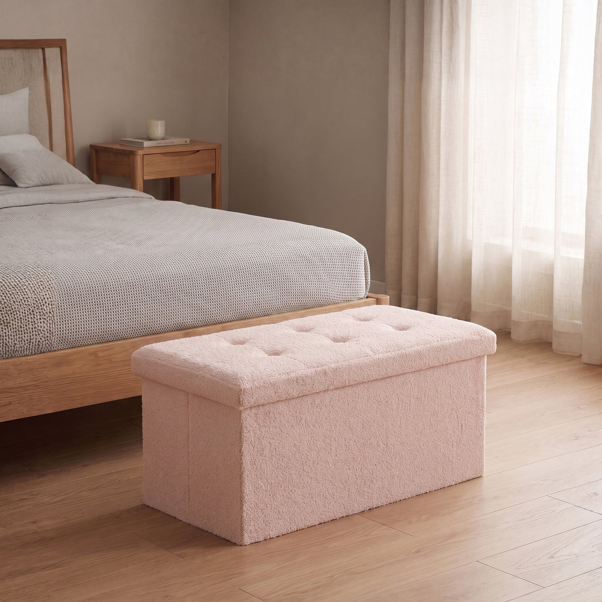 Premium Boucle Fabric Storage Box – Pink