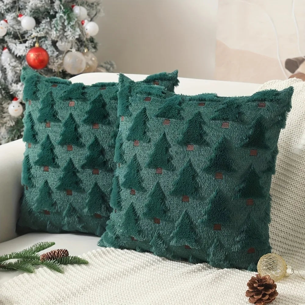 Christmas Tree Plush Cushion Cover 45 x 45cm