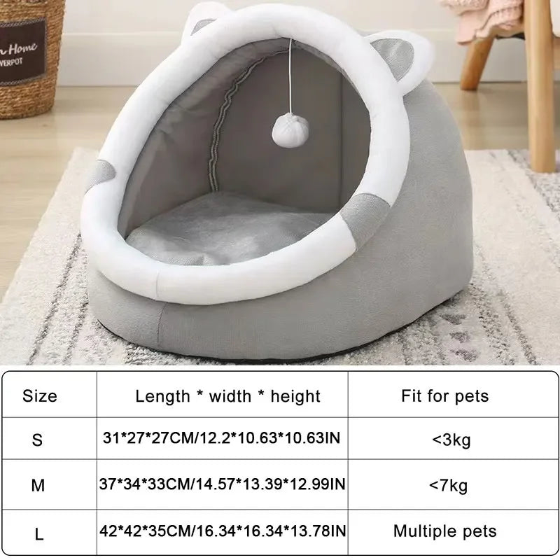 Self-Warming Cat Cave Bed with Cat Ears