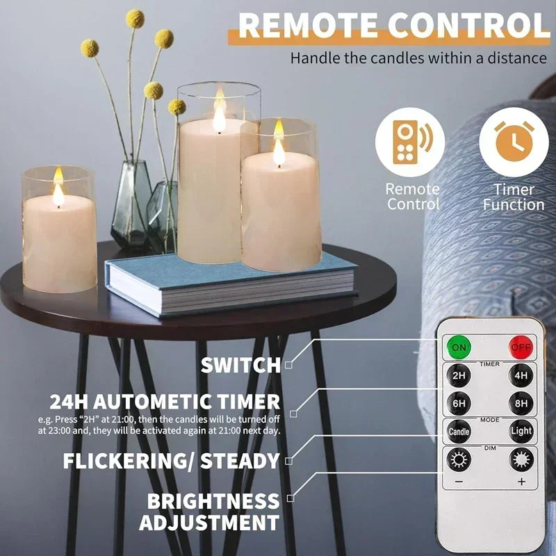 LED Flameless Pillar Candles – Set of 3