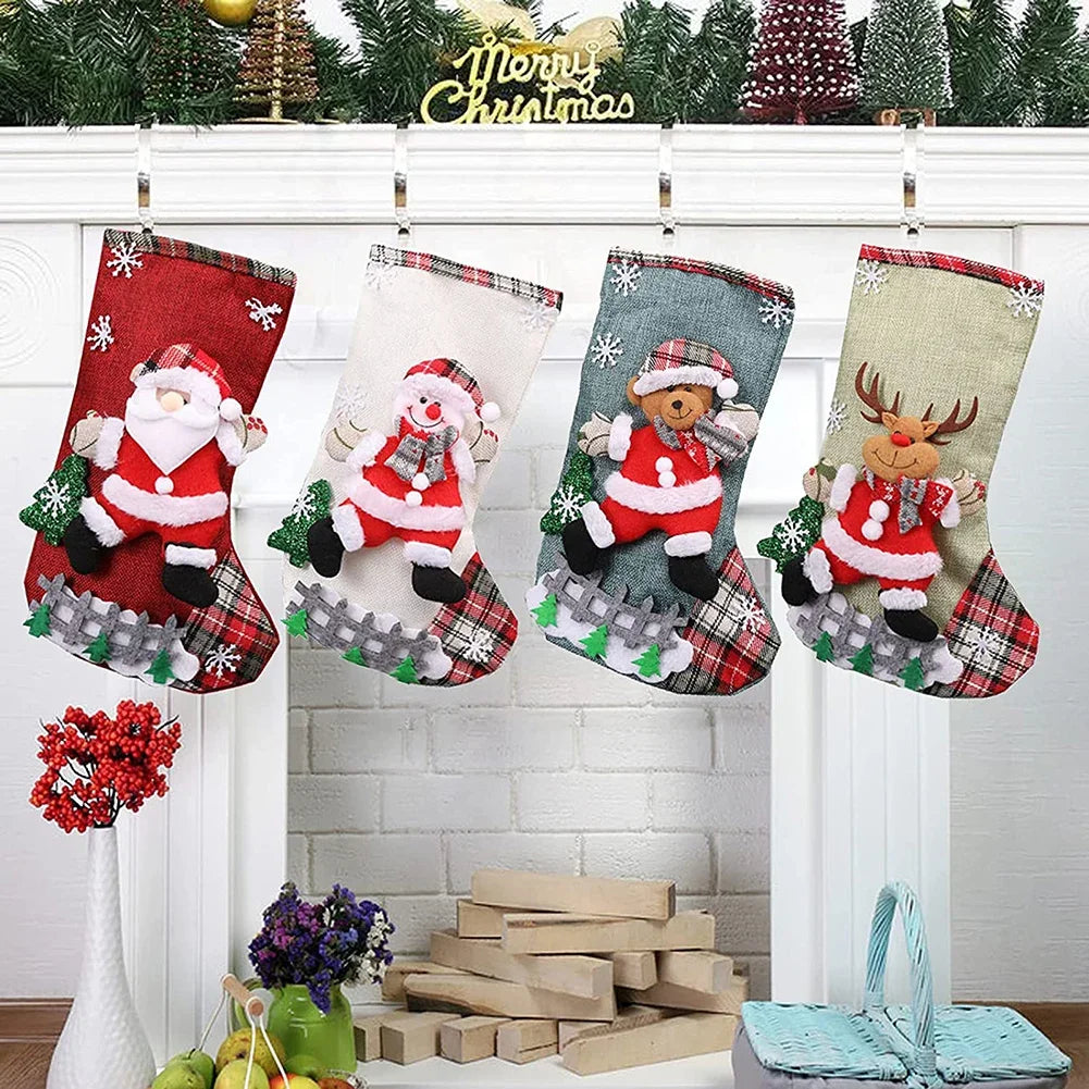 Plush Christmas Stockings – Set of 4