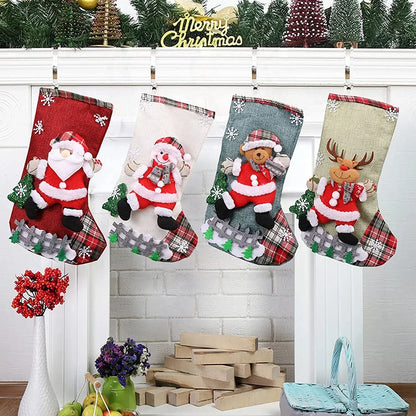 Plush Christmas Stockings – Set of 4