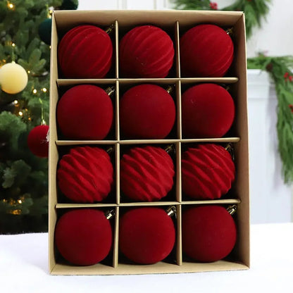 Velvet Christmas Baubles – 12 Pack (6cm)