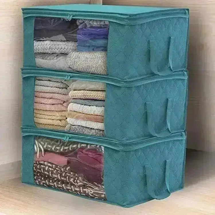 Foldable Fabric Storage Box with Lid – 50L - Teal