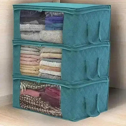Foldable Fabric Storage Box with Lid – 50L - Teal