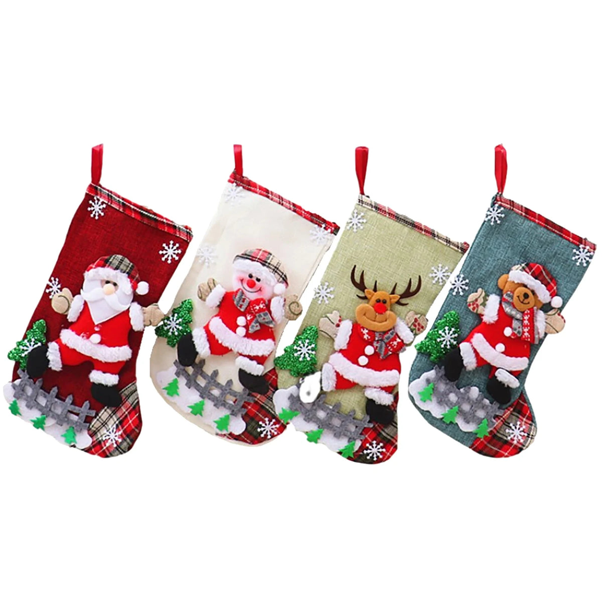 Plush Christmas Stockings – Set of 4