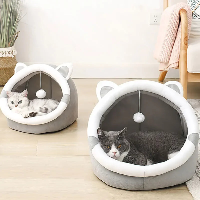 Self-Warming Cat Cave Bed with Cat Ears