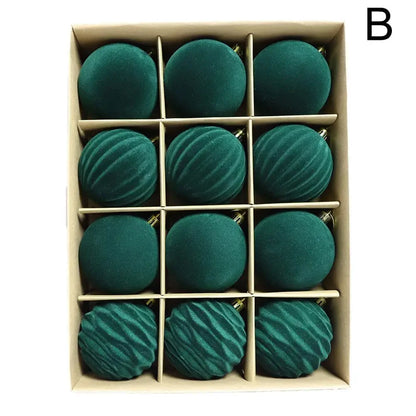 Velvet Christmas Baubles – 12 Pack (6cm) - Emerald Green
