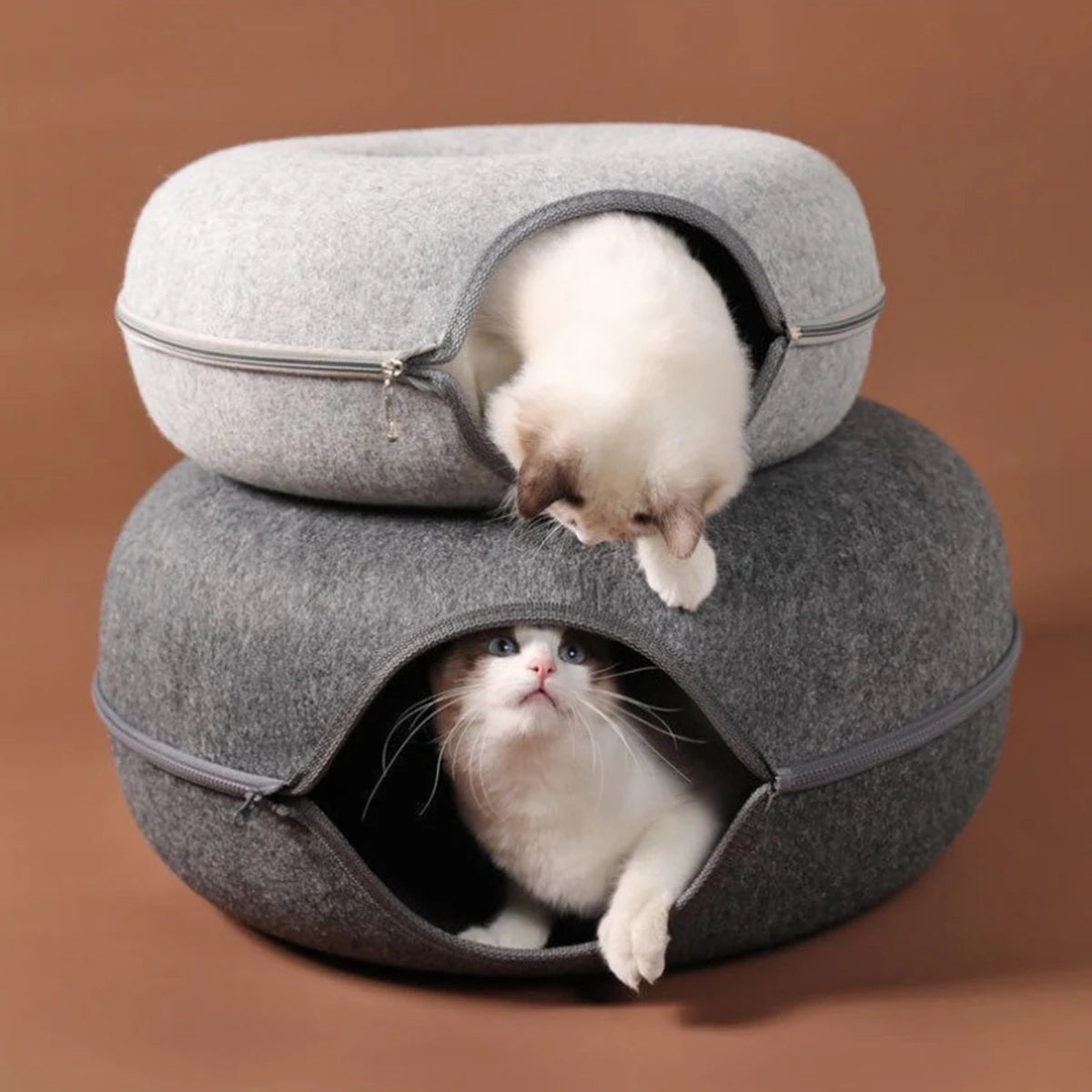 Felt Cat Donut Tunnel Bed