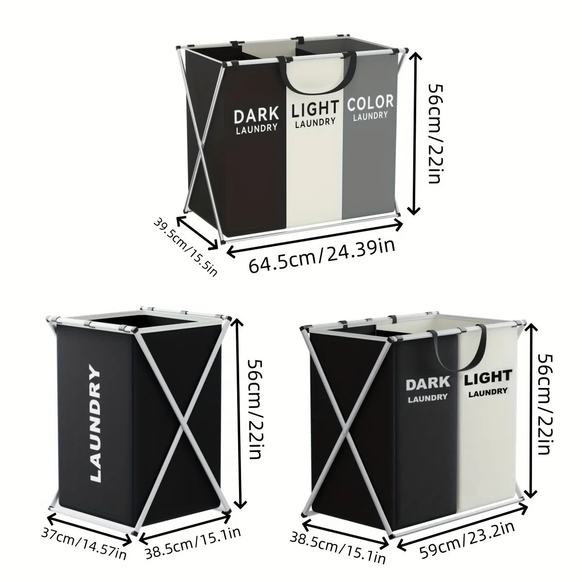 Large Divided Laundry Hamper with Sorting Sections