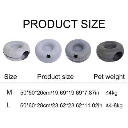 Felt Cat Donut Tunnel Bed