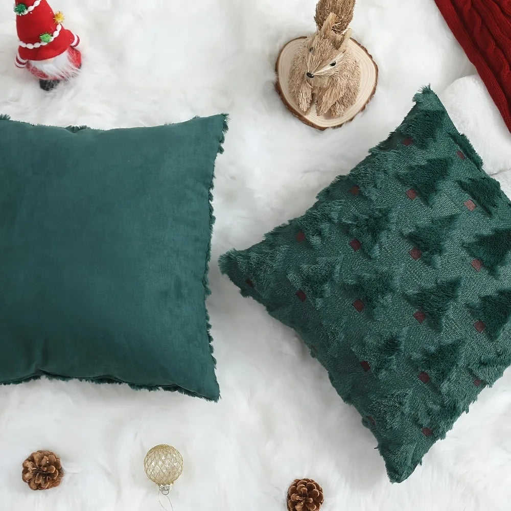 Christmas Tree Plush Cushion Cover 45 x 45cm