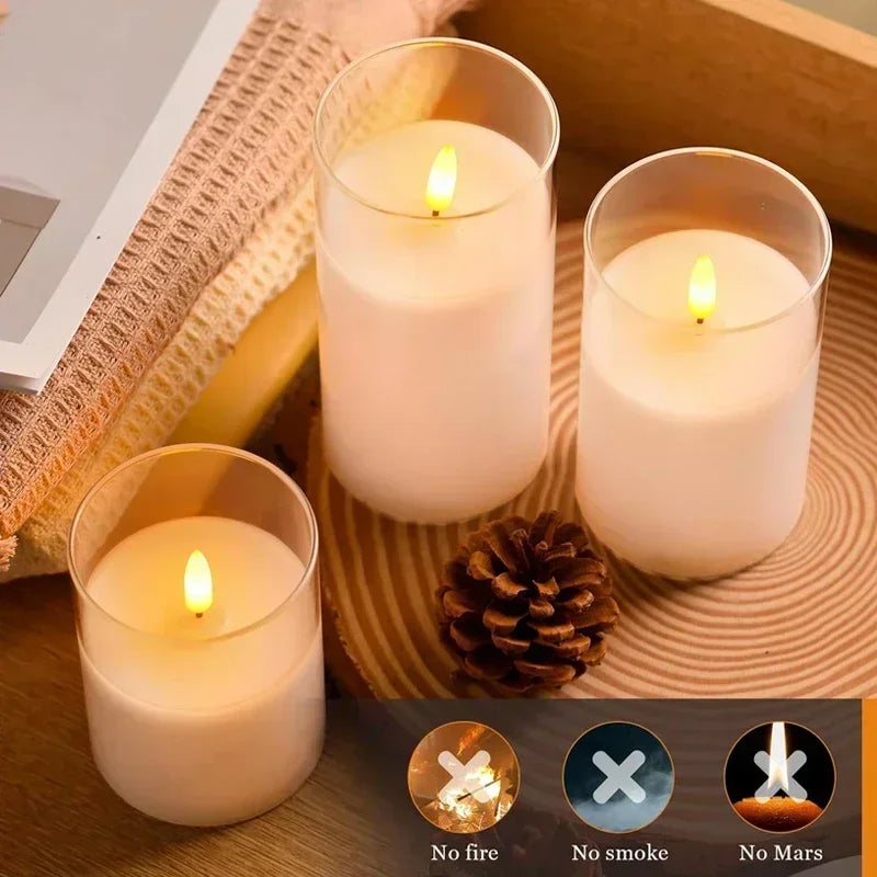 LED Flameless Pillar Candles – Set of 3