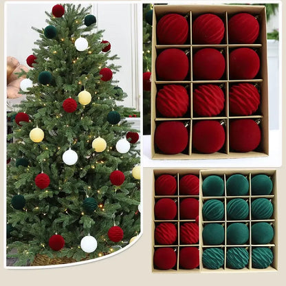 Velvet Christmas Baubles – 12 Pack (6cm)