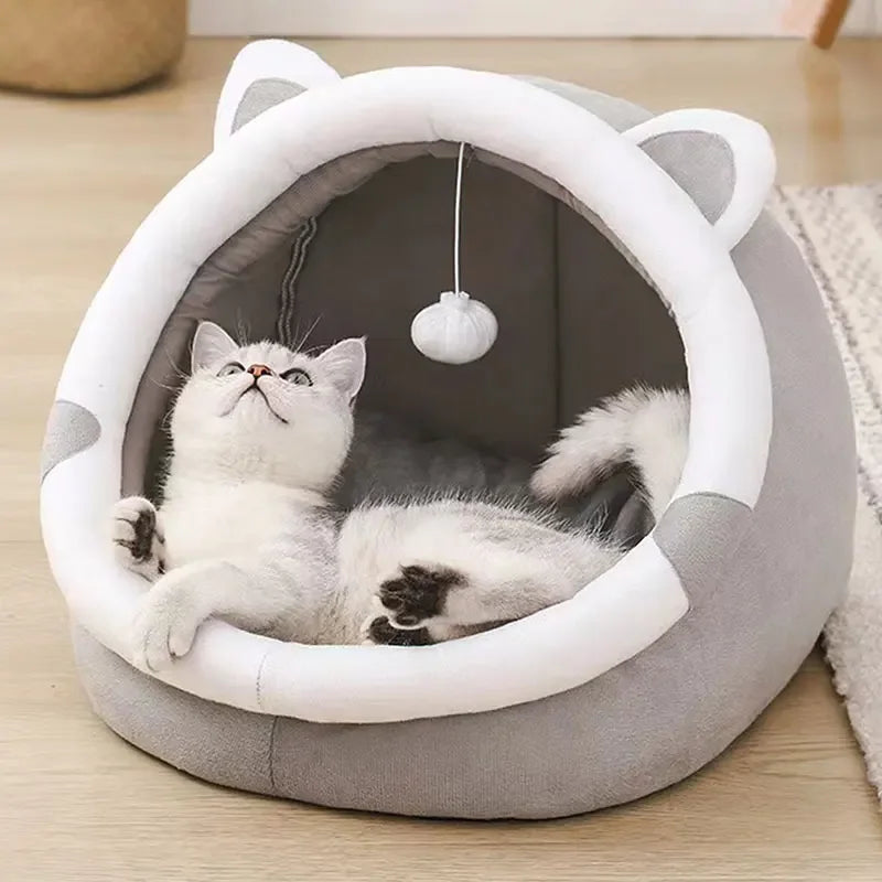 Self-Warming Cat Cave Bed with Cat Ears