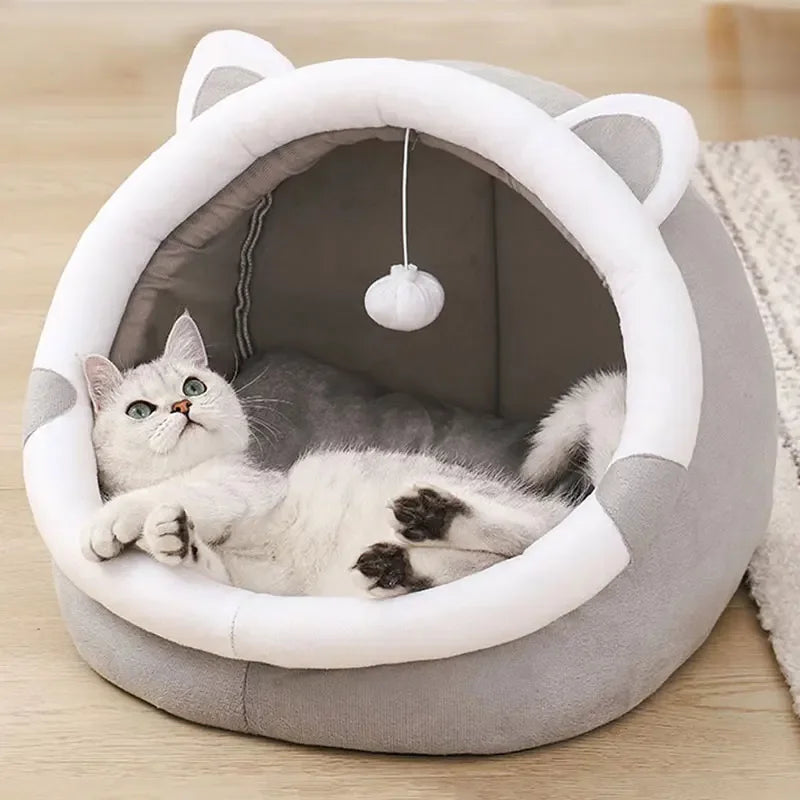 Self-Warming Cat Cave Bed with Cat Ears