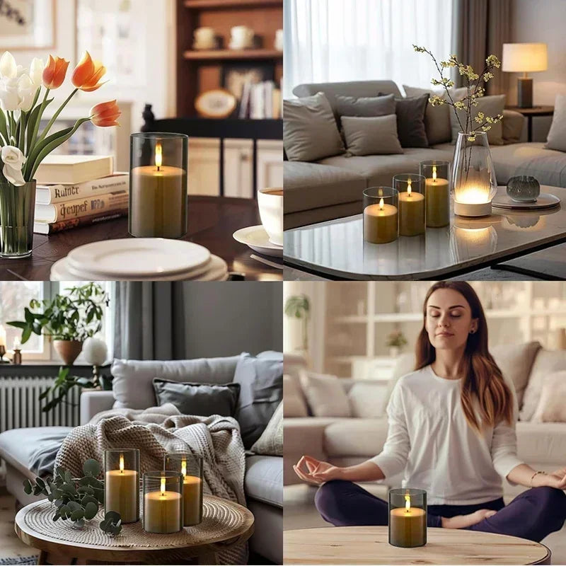 LED Flameless Pillar Candles – Set of 3
