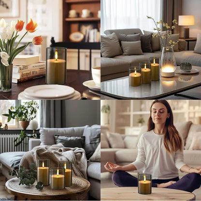 LED Flameless Pillar Candles – Set of 3