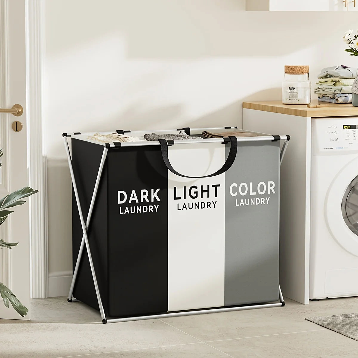 Large Divided Laundry Hamper with Sorting Sections
