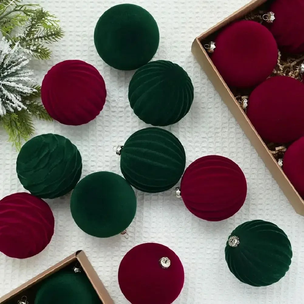 Velvet Christmas Baubles – 12 Pack (6cm)