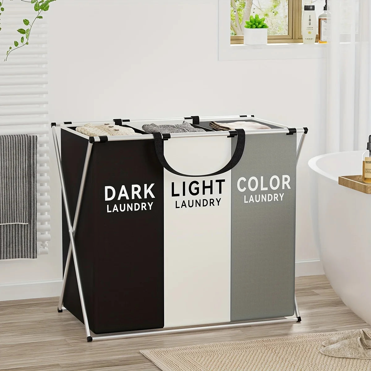 Large Divided Laundry Hamper with Sorting Sections