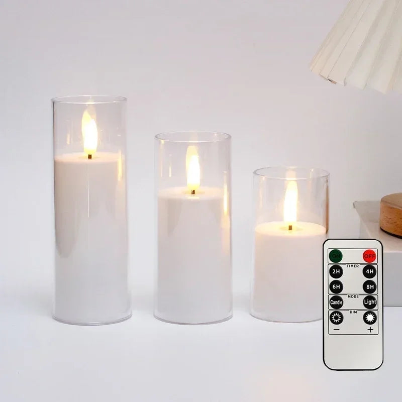 LED Flameless Pillar Candles – Set of 3 - White – With Remote & Timer