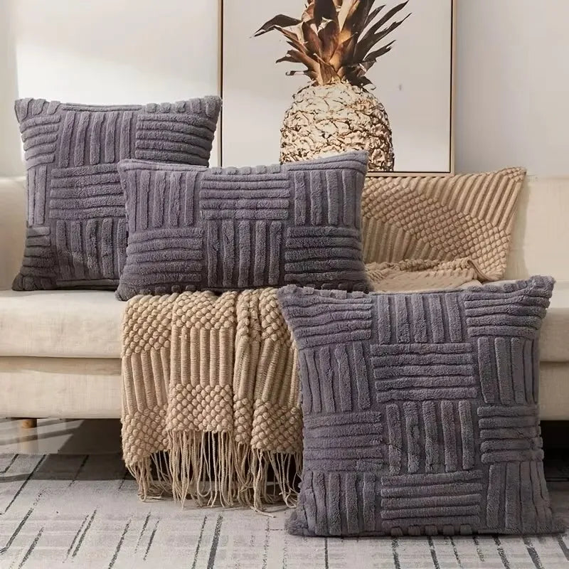 Faux Fur Plush Cushion Cover 45 x 45cm - Grey