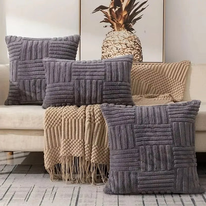 Faux Fur Plush Cushion Cover 45 x 45cm - Grey