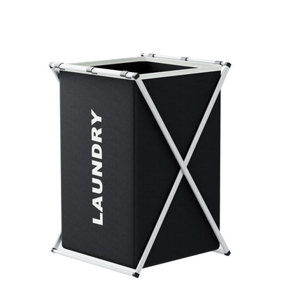 Large Divided Laundry Hamper with Sorting Sections - Single – Black