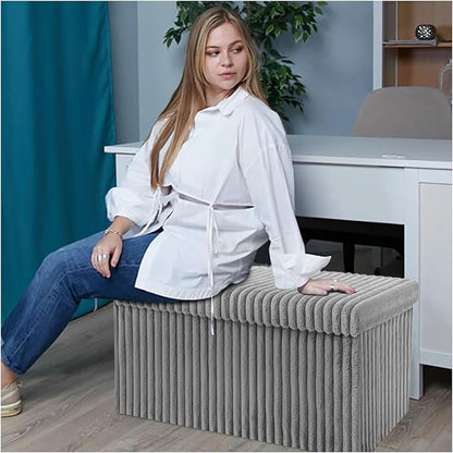 Luxury Fabric Storage Chest With Lid – Grey