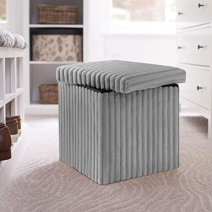 Luxury Fabric Storage Chest With Lid – Grey