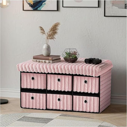 Large Ribbed Storage Boxes With Lid – Pink