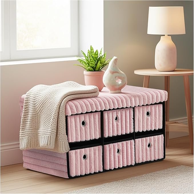 Large Ribbed Storage Boxes With Lid – Pink